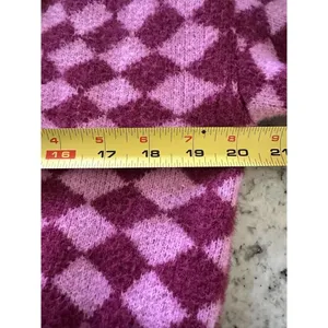 Cotton On Knit Cardigan Fluffy Optical Splice Berry Sz Small Checkered thumbnail 6