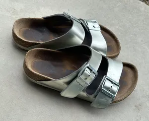 Birkenstock Arizona Silver Leather‎ Sandals size 6 thumbnail 1
