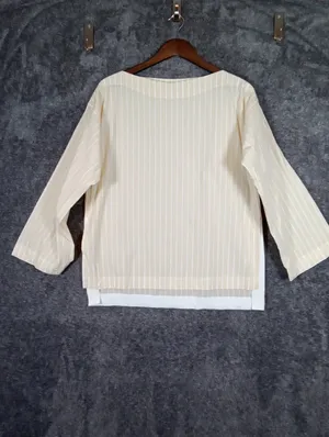 J Crew Ciel Top Striped Cotton Top Butter Yellow Striped Boat Neck Preppy Womens thumbnail 3