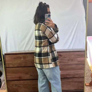 Flannel Shacket size SMALL. Tan thumbnail 3