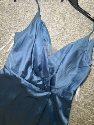DB Studio Celebrate Satin V-Neck Maxi Dress Blue Size 14 thumbnail 5