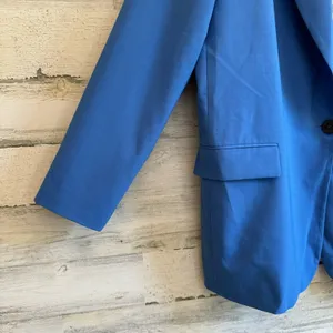 Zara Women's XXL Classic Single Breasted‎ Longline Oversized Blazer Jacker Blue thumbnail 5
