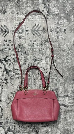 Coach Mini Brooke Carryall Satchel Pink Glitter Crossgrain Leather Gold thumbnail 1
