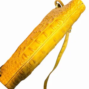 Brahmin Yellow Croc Embossed Crossbody Zip Top Turn Lock Gold Hardware thumbnail 7