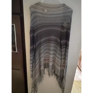Billabong‎ Womens Grey Ombre Striped Fringe Open Front Cardigan Sweater JV06CLOO thumbnail 4