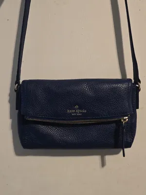 kate spade navy pebbled leather zipper wallet with gold hardware thumbnail 10