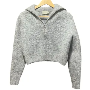 Aritzia Wilfred‎ Gwyneth Alpaca Wool Crop Quarter Zip Sweater O Ring Size XXS thumbnail 6