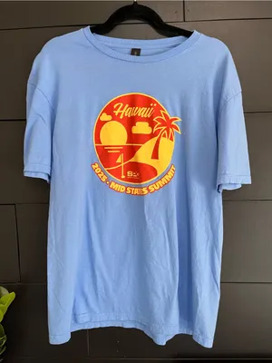 HAWAII Graphic Tee Unisex Light Blue T-Shirt Sz L EUC thumbnail 1