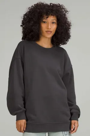 Lululemon Perfectly Oversized Crew Neck Sweater Graphic Grey Size 8 thumbnail 1