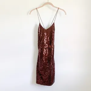 Nasty Gal “Don’t Cross Me” Brown Sequin Dress Y2K NYE thumbnail 4