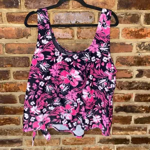 Swimsuits For All Black Pink Floral Tankini Swim Bathing Suit Top Womens Size 24 thumbnail 4