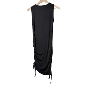 Romwe Black Dress Sleeveless Adjustable String Ruched Sides Size M thumbnail 2