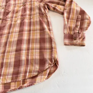 LL Bean Rangely Flannel Shirt XL Red Pink Orange Plaid Cotton Tencel Button Up thumbnail 4