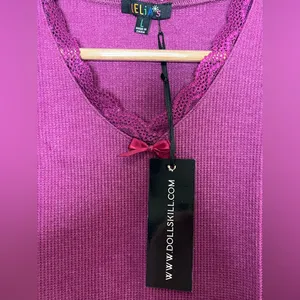 Delia’s x Dolls Kill Purple Baby Tee Lace Trim Coquette Y2K Top Sz M NEW thumbnail 3