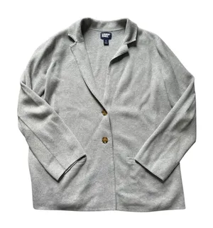 Lands' End Gray Fine Gauge Cotton Button Front Blazer Sweater S thumbnail 1