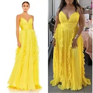 MAC DUGGAL Ruffle Chiffon Gown in Sunshine Size US 6 thumbnail 3