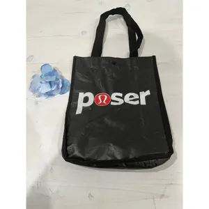 Lululemon Poser‎ Tote Bag Reusable Shopping Bag Black Logo thumbnail 2