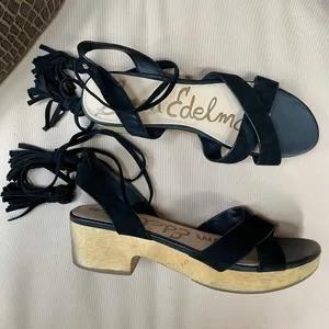 Sam Edelman‎ Jenna Ankle Wrap Sandal Black 90’s 9 thumbnail 2