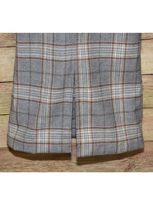 Gianni Bini Brown Plaid Straight Trousers Pants Size 12 Slit Hems Career Retro thumbnail 4