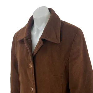 Jones New York Women's Brown Wool Long Sleeve Button Down Midi Coat Jacket Sz S thumbnail 2
