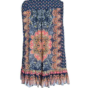 bila Boho‎ Ruffle Tank Blouse Sz M Blue Size M thumbnail 5