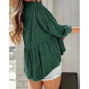 Inlawly Green Corduroy Peplum Shacket Size L thumbnail 2