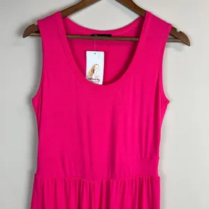 Pretty Garden Jumpsuit Womens Medium Bright Pink Wide Leg Pleated Sleeveless NEW thumbnail 2