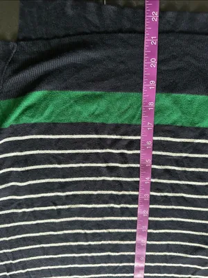 Zara Navy, White and Green Striped Long Sleeve sweater thumbnail 7