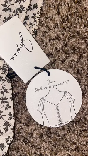 Japna White And Black Patterned Blouse Cinch Top thumbnail 3