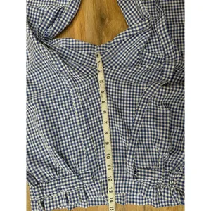 Joie Gingham Wide‎ Leg Cropped Pants Paperbag Waist Blue White Size L thumbnail 10