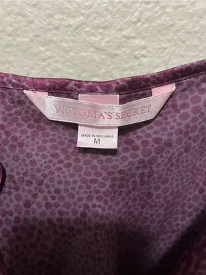 Victoria’s Secret Satin Pajama Set Purple Leopard Print Lace Trim Size Medium thumbnail 4