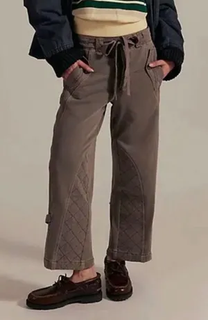 Free People We The Free Safari Sun Cropped Pants Gravel Rock Grey 4‎ / S thumbnail 1