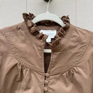 Tuckernuck POMANDER PLACE Chestnut Brown Selena Blouse Puff Sleeve Size XL thumbnail 3