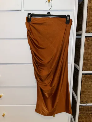 MIDI Skirt Brown Size L thumbnail 4
