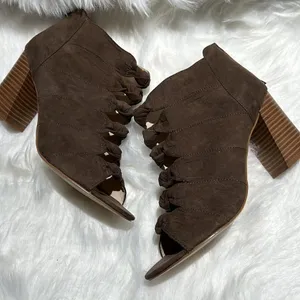 Metaphor Lema‎ Olive Suede Knotted Chunky Heel Ankle Boots Size 10. B68 thumbnail 3