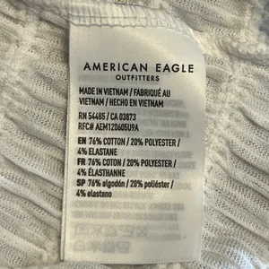919 | NWT American Eagle Smocked Lettuce Edge Baby Tee White Womens‎ M thumbnail 6