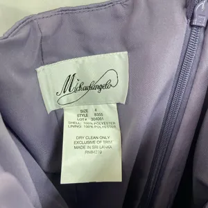 NEW Michaelangelo women’s dim lilac belted strapless satin‎ formal gown dress 4 thumbnail 4