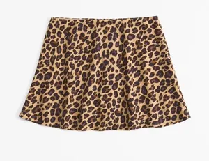 Mid Rise Leopard Print Mini Skort Abercrombie & Fitch thumbnail 1