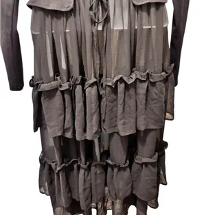 Hot Topic Black Sweetheart Double-Breasted Tiered Ruffle Jacket S Steampunk Goth thumbnail 8