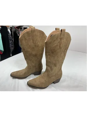 Womans New IUV Pullon Knee High Cowgirl Boots Size 8.5 Light Brown thumbnail 2