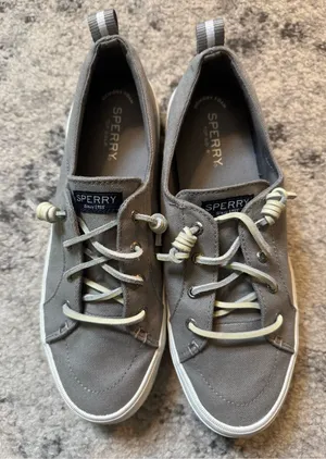 Sperry Women's Gray Canvas Slip-On Style Sneakers with White Trim thumbnail 1