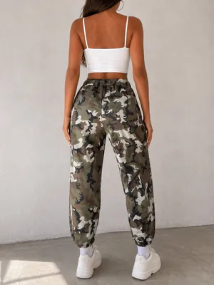SHEIN Camo Cargo Jogger Pants Utility Buckle Belt thumbnail 2
