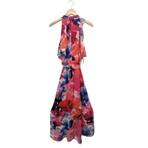 Eliza J Floral Halter Neck Popover Floral Maxi Dress Pink Multi Mock Size 10 thumbnail 4