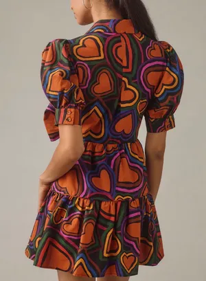 Farm Rio Heart Print Front-Bow Mini Dress, Size XS thumbnail 4