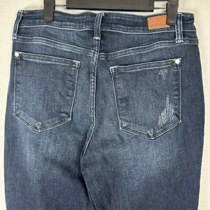 Judy Blue Jeans Womens 13/31‎ Boyfriend Fit High Rise Dark Wash Distressed Denim thumbnail 4
