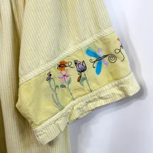 VTG Quacker Factory XL Nightgown‎ Yellow Embroidered Butterfly Cottagecore 411 thumbnail 9