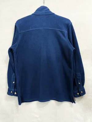 Lands' End Women’s S Blue Fleece Button Front Jacket Collared Pockets Short thumbnail 3