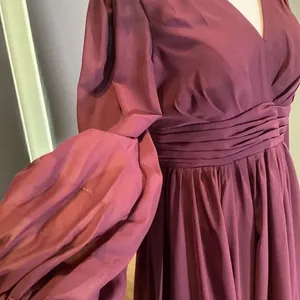 Women’s Purple Chiffon Full Length Dress with Corset Back Leg Slit Size M thumbnail 4