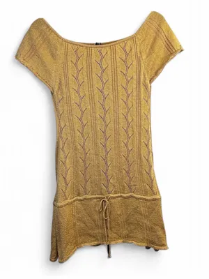 Bloomingdales Dolce Vita Women’s Metallic Golden Knit Short Sleeve Tunic Size L thumbnail 2