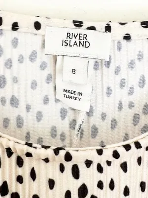 RIVER ISLAND Cream with Black Polka Dots Midi Dress 8 thumbnail 3